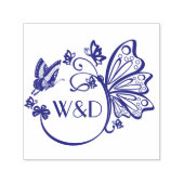 バタフかわいらしフレーム対イニシャルモノグラム セルフインキングスタンプ (デザイン)