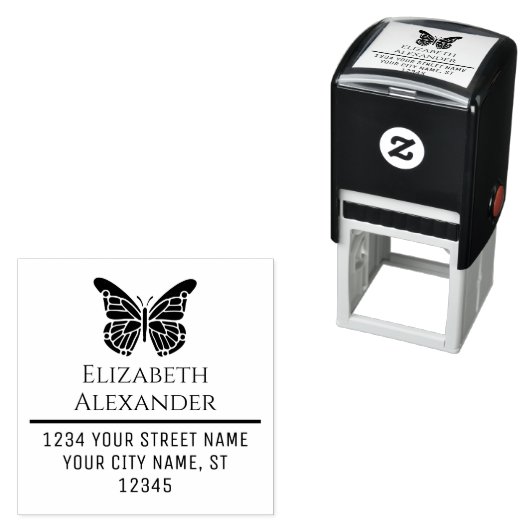 バタフかわいらしライシルエット名差出人住所#1 セルフインキングスタンプ (インサイチュ)