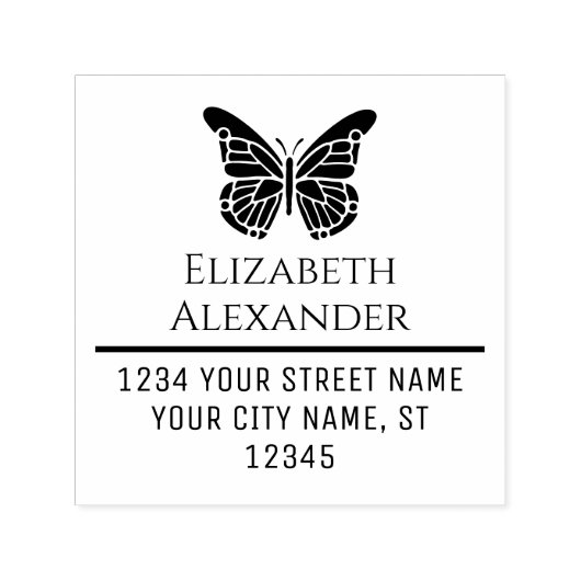 バタフかわいらしライシルエット名差出人住所#1 セルフインキングスタンプ (デザイン)