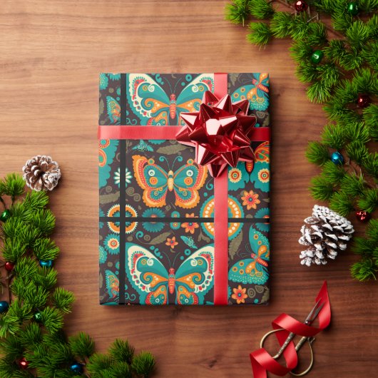 バタフかわいらしラ包装紙 ラッピングペーパー (クリスマスギフト)