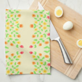 バタファンシーーイエロー付きハンドタオル キッチンタオル (四つ折り)