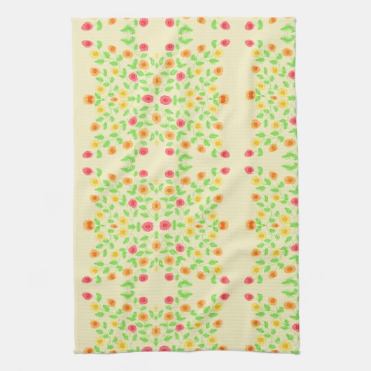 バタファンシーーイエロー付きハンドタオル キッチンタオル (縦)