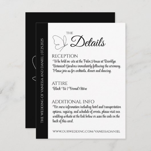 バタフエレガントィの結婚詳細エンクロージャカード エンクロージャーカード (正面/裏面)