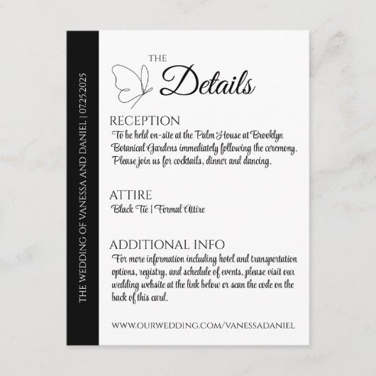 バタフエレガントィの結婚詳細エンクロージャカード エンクロージャーカード (正面)