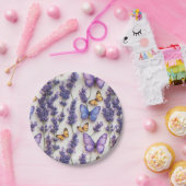 バタフエレガントィーとラベンダーデザイン ペーパープレート (パーティー)