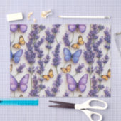 バタフエレガントィーとラベンダーデザイン 薄葉紙 (クラフト)