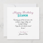 バタフエレガントィーをテーマにしたお誕生日ケーキ カード (裏面)