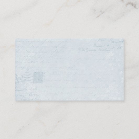 バタフエレガントィーヴィンテージブルーロマンチックエフェメラ 名刺 (裏面)