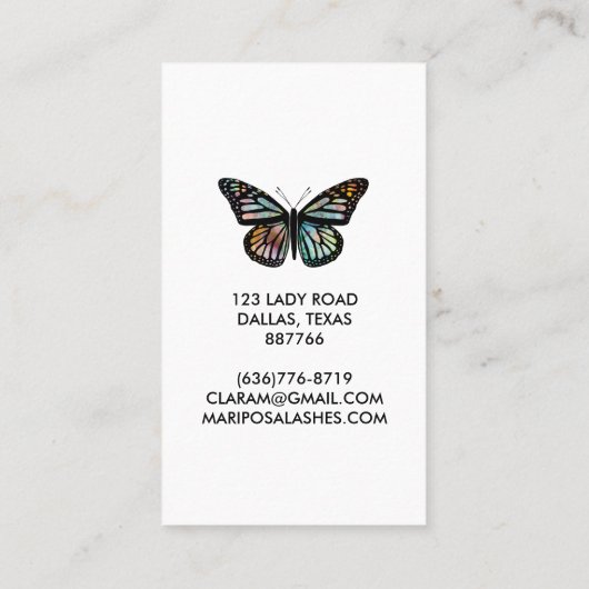 バタフエレガントィー（昆虫）オオカバマダラ、モナーク美しいラッシュ 名刺 (裏面)