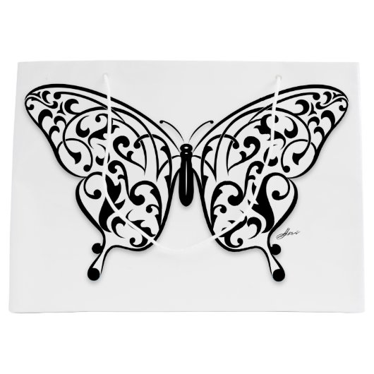 バタフエレガントィ抱き枕デザインバイエクシ ラージペーパーバッグ (正面)