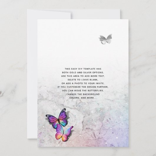 バタフエレガントカラフルィー結婚式招待状 招待状 (裏面)