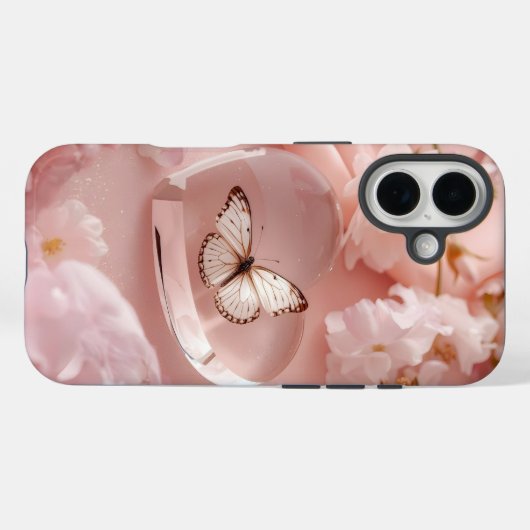 バタフエレガントハート可動ケース Case-Mate iPhoneケース (裏面 (横))