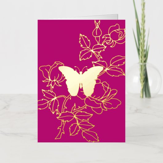 バタフエレガントフローラ折り畳みフォイルカード 箔シーズンカード (正面)