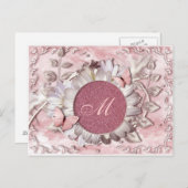 バタフエレガントライフローラ宝石モノグラム ポストカード (正面/裏面)