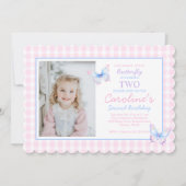 バタフカスタムィー写真第2誕生日招待状 招待状 (正面)