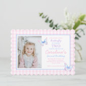 バタフカスタムィー写真第2誕生日招待状 招待状 (スタンド正面)