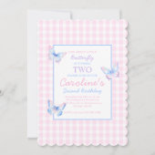 バタフカスタムィー写真第2誕生日招待状 招待状 (正面)