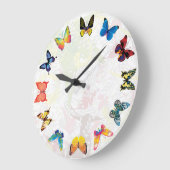 バタフカラフルィキッズルームの壁時計 ラージ壁時計 (傾斜)