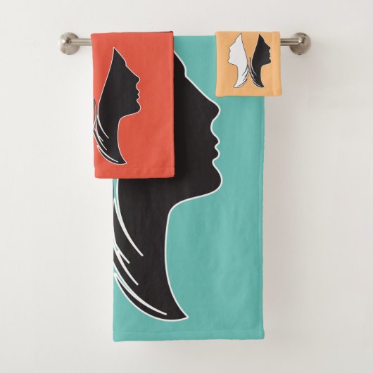 バタフカラフルィーウーマン顔 バスタオルセット (インサイチュ)