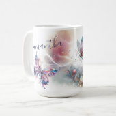 バタフカラフルィーパーソナライズされたコーヒマグ コーヒーマグカップ (正面左)