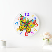バタフカラフルィー子供ルームの壁時計 ラージ壁時計 (ホーム)