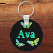 バタフカラフルィー絵画のArt Avaの名前の追加 キーホルダー (正面)