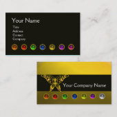 バタフカラフルェムストーンズ白黒イエロー 名刺 (正面/裏面)