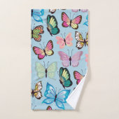 バタフカラフルライパターンパステルライトブルー バスタオルセット (ハンドタオル)