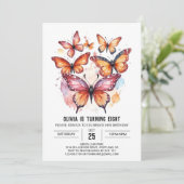 バタフガーリーロモダンガール誕生日 招待状 (スタンド正面)