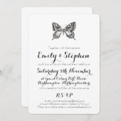 バタフクラシックライパーソナライズされた結婚式招待状 招待状 (正面/裏面)