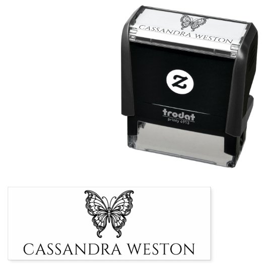 バタフシンプルエレガントィー付きミニマル名#4-5 セルフインキングスタンプ (インサイチュ)