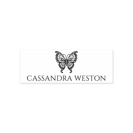 バタフシンプルエレガントィー付きミニマル名#4-5 セルフインキングスタンプ (デザイン)