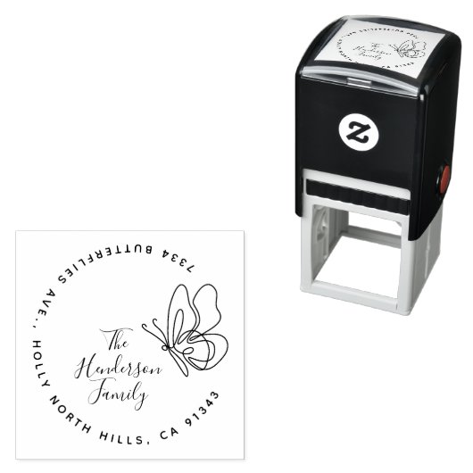 バタフスタイリッシュァイエレガントファミリー差出人住所 セルフインキングスタンプ (インサイチュ)