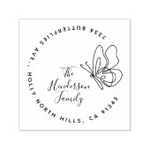 バタフスタイリッシュァイエレガントファミリー差出人住所 セルフインキングスタンプ (デザイン)