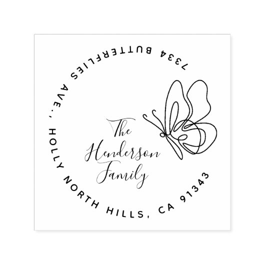 バタフスタイリッシュァイエレガントファミリー差出人住所 セルフインキングスタンプ (デザイン)