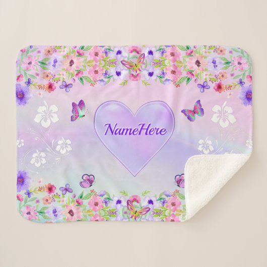 バタフパーソナライズされたライ·ブランケット シェルパブランケット (正面(横))