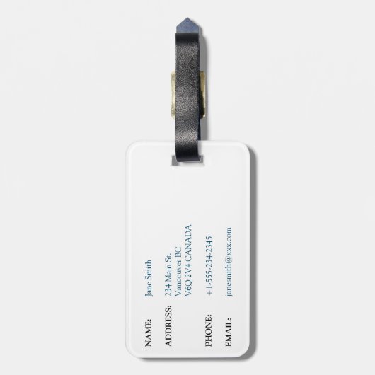 バタフパーソナライズされたラゲッジタグ ラゲッジタグ (裏面縦)