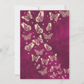 バタフモダンィックピンク金ゴールドクインセアニラ15パーティー 招待状 (裏面)