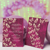 バタフモダンィックピンク金ゴールドクインセアニラ15パーティー 招待状