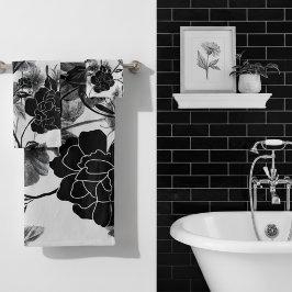 バタフモダンフローラノワール バスタオルセット