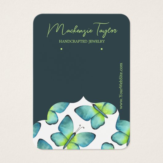 バタフモダンロパーソナライズされたイヤリング表示カード (正面)