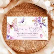 バタフライおむつラッフルチケットベビーシャワーフローラ