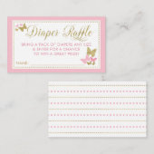 バタフライおむつラッフルチケット、ピンク金ゴールド 名刺 (正面/裏面)