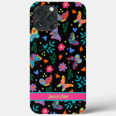 バタフライおもしろいモダンフォークブラックフローラガーリー名 Case-Mate iPhoneケース (裏面)