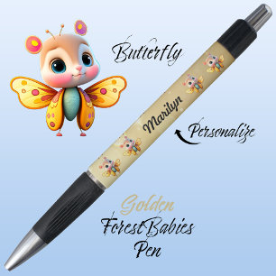 バタフライお洒落カワイガールキャラクター金ゴールド🦋 ボールペン