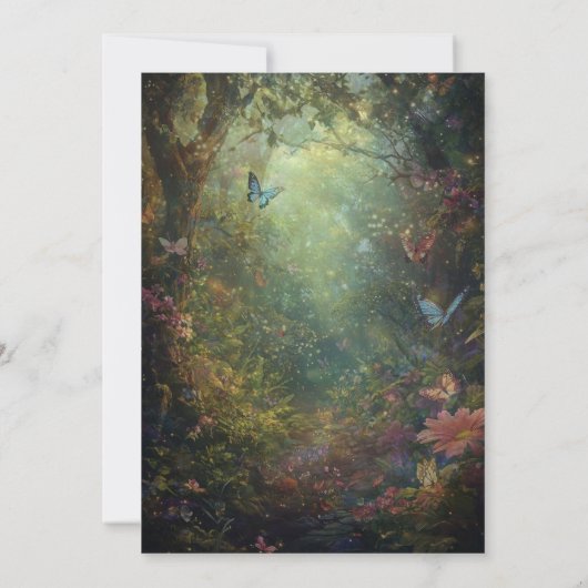 バタフライお洒落ガーデンエンチャント任意のイベント 招待状 (裏面)