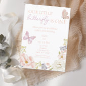 バタフライお洒落ガーデンファースト誕生日 招待状