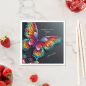バタフライお洒落ロマンス結婚式招待状 スタンダードカクテルナプキン (インサイチュ)