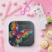 バタフライお洒落ロマンス結婚式招待状 ペーパープレート (パーティー)