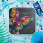 バタフライお洒落ロマンス結婚式招待状 ペーパープレート (パーティー)